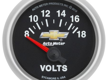 AutoMeter Gauge Voltmeter 2-1 16in. 18V Electric Chevy Gold Bowtie Online Sale