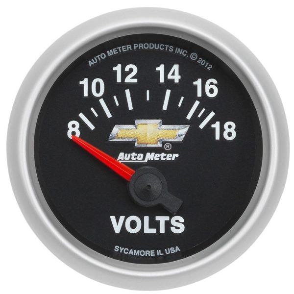 AutoMeter Gauge Voltmeter 2-1 16in. 18V Electric Chevy Gold Bowtie Online Sale