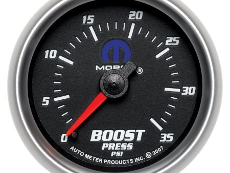 AutoMeter Gauge Boost 2-1 16in. 35PSI Mechanical Black Mopar Supply