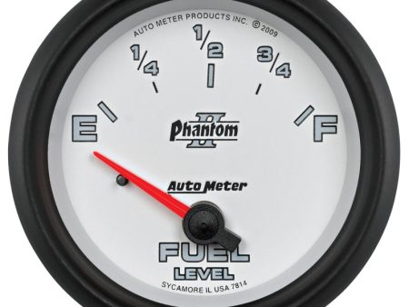 AutoMeter Gauge Fuel Level 2-5 8in. 0 Ohm(e) to 90 Ohm(f) Elec Phantom II Supply